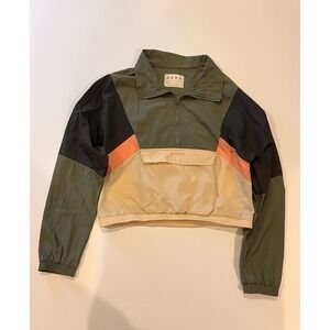 Aero Color Block Jacket Windbreaker Size Medium GreenPinkGreyCream No Drawstring